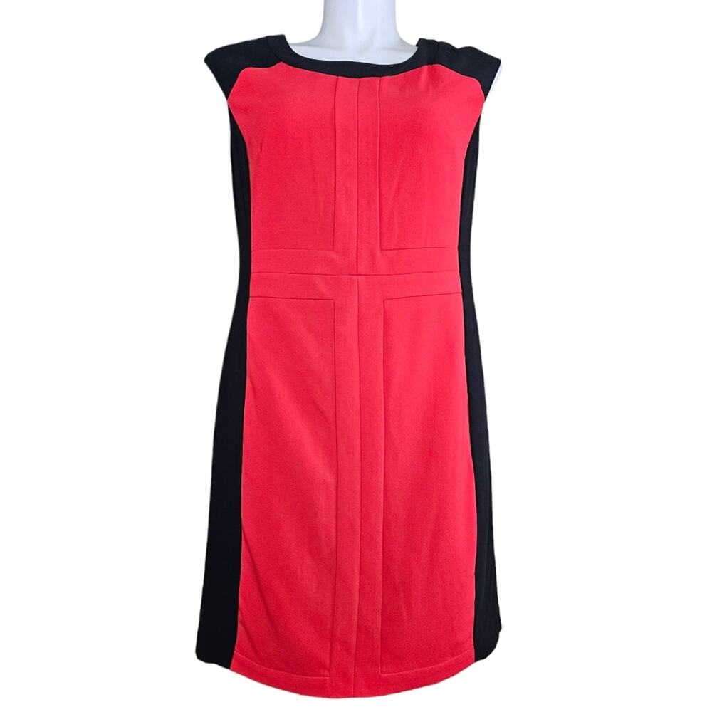 NWT Worthington Dress Womens Size 16 W Red Black Sleeveless Shift Color Block